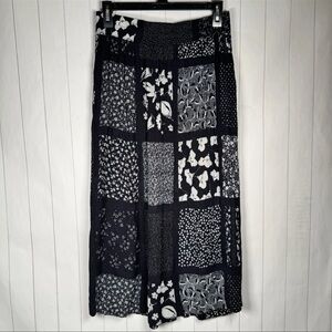 VTG Kensington Square Blue Floral Patchwork Midi Skirt Cottagecore Bohemian S